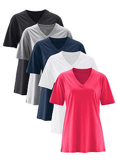 Väljä pitkä lyhythihainen paita V-pääntiellä (5 kpl/pakkaus)