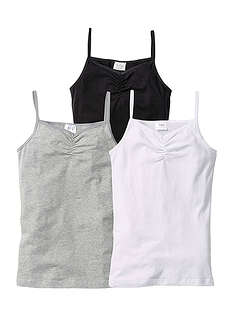 Lasten toppi luomupuuvillasekoitteesta (3 kpl/pakkaus) - valkoinen+musta+meleerattu vaaleanharmaa - bonprix