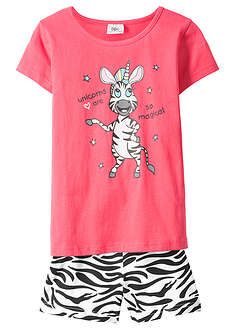 Shortsipyjama puhtaasta luomupuuvillasta (2-os. setti) - vaalea pinkki-valkoinen-musta - bonprix