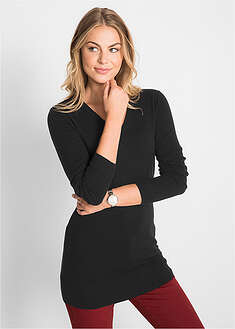 Ohut perusmallinen pitkä neulepusero V-pääntiellä