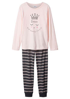 Lasten pyjama (2-os. setti) pehmeällä luomupuuvillalla - vaaleanpunainen-meleerattu antrasiitti - bonprix