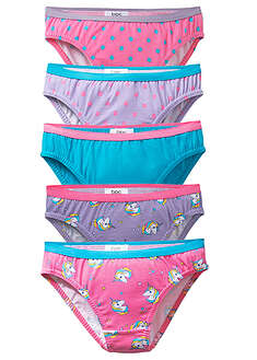Alushousut pehmeästä puuvillasekoitteesta (5kpl/pakkaus) - karibiansininen+flamingonpinkki+valkoinen - bonprix