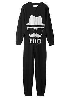 Pyjamahaalari pehmeällä luomupuuvillalla - musta painokuvioitu - bonprix