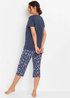 Caprimallinen pyjama - meleerattu sininen painettu - bonprix