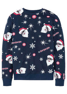 Jouluaiheinen collegepaita pehmeäksi nukatulla sisäpinnalla - tummansininen - bonprix