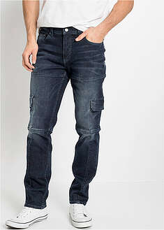 Joustavat suorata reisitaskufarkut, Slim Fit - kulutettu tummansininen denim - bonprix