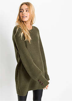 Napillinen pitkä neulepusero