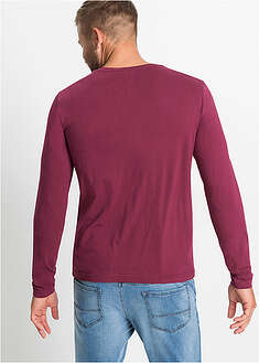 Pitkähihainen paita (3kpl/pakkaus) - meleerattu vaaleanharmaa+tummansininen+viininpunainen - bonprix