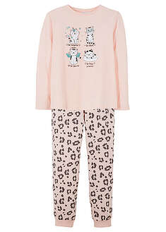 Pyjama luomupuuvillasta (2-os. setti) - vaalea roosa-leopardipainatus - bonprix