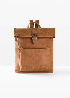 Reppu ulkotaskulla ja solkikoristeella