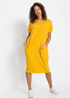 Taskullinen trikoomekko - sahraminkeltainen - bonprix