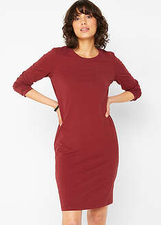 Vartalonmyötäinen trikoomekko (2kpl/pakkaus) - meleerattu antrasiitti+rubiininpunainen - bonprix