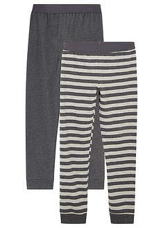 Pitkät lasten alushousut pehmeällä puuvillalla (2 kpl/pakkaus) - meleerattu antrasiitti / meleerattu vaaleanharmaa raidallinen - bonprix