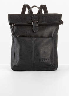 Reppu ulkotaskulla ja solkikoristeella