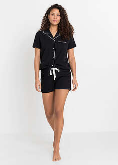 Nappilistallinen shortsipyjama - musta - bonprix