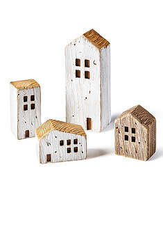 Koriste-esine Talot vintagetyylissä (4-os. setti) - valkoinen-ruskea - bonprix