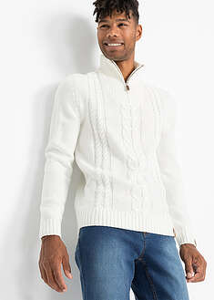 Paksuneuloksinen palmikkokuvioinen vetoketjuneule