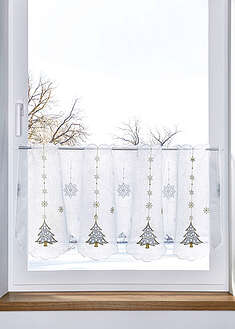 Salusiini kirjailluilla joulukuusilla - valkoinen-kulta-hopea - bonprix