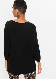 Oversize-ribbineule viskoosisekoitteesta - musta - bonprix