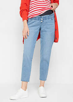 Joustavat äitiysfarkut luomupuuvillasekoitteesta, kapeat lahkeet - sininen denim - bonprix