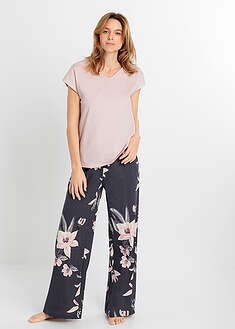 Pyjama leveälahkeisilla housuilla