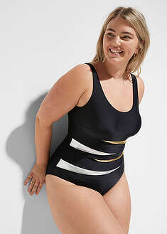 Voimakkaasti muotoileva uimapuku somisteilla