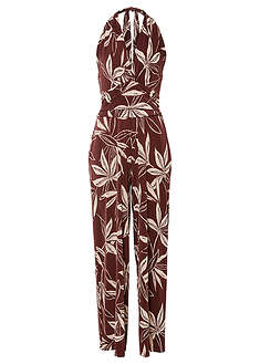 Halterneck-jumpsuit - ruskea-beige kukallinen - bonprix