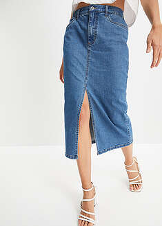 Pitkä farkkuhame halkiolla, Positive Denim #1 Fabric - sininen denim - bonprix