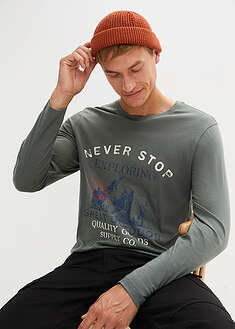 Pitkähihainen paita (2 kpl/pakkaus) - tummansininen+eukalyptuksen vihreä - bonprix