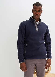 Pystykauluksinen taskullinen kontrastisomisteinen fleecepaita - tummansininen - bonprix