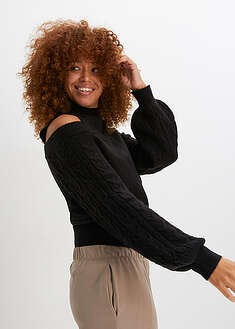 Olkapäät paljastava neulepusero