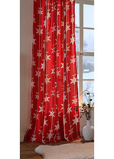 Verho tähtikuviolla, sis. verhotampin (1/pakkaus) - punainen - bonprix