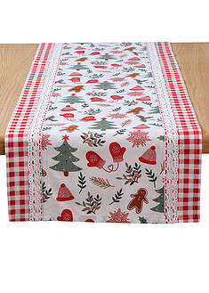 Luomupuuvillainen kaitaliina jouluisella printillä - valkoinen-punainen - bonprix