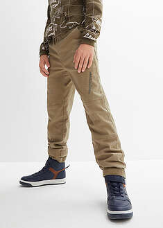 Lasten tvilliset joustovyötäröiset thermohousut, Loose Fit - khaki - bonprix