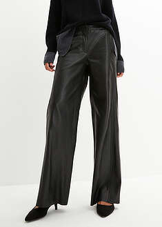 Leveälahkeiset lampaannappahousut - musta - bonprix