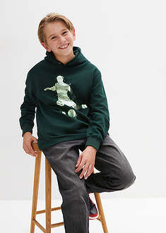 Collegehuppari pehmeästä puuvillasekoitteesta - syvänvihreä-painokuvioitu - bonprix