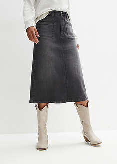 Joustava farkkuhame, midipituus - musta denim used - bonprix