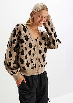 Kuvioitu neuletakki - beige leo - bonprix