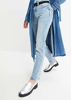 Suorat korkeavyötäröiset farkut, kevyesti joustavat - jäänsininen denim - bonprix