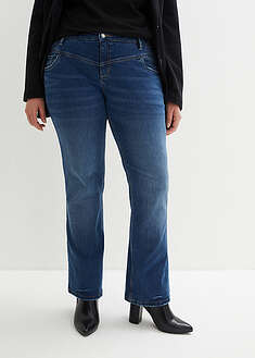 Keskivyötäröiset joustavat bootcut-farkut - kulutettu sininen denim - bonprix
