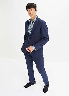 Puku pellavasekoitteesta (2-os. setti), Slim Fit - tummansininen - bonprix