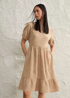 Ylimitoitettu musliinimekko - vaalea khaki - bonprix