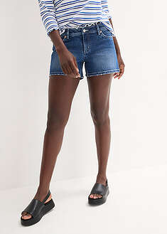 Joustavat farkkushortsit, Mid Waist - kulutettu sininen denim - bonprix