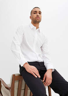 Joustava kauluspaita puuvillalla, Slim Fit - valkoinen - bonprix
