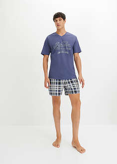 Shortsipyjama puuvillasekoitteesta - indigo ruudullinen - bonprix