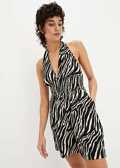 Jumpsuit tekstuurikankaasta - musta-seeprapainatus - BODYFLIRT boutique