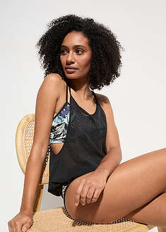 Oversize-tankinitoppi ja bikinit (3-os. setti) - sininen-musta - bonprix