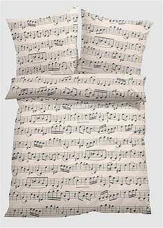 Nuottikuvioinen pussilakanasetti - beige - bonprix