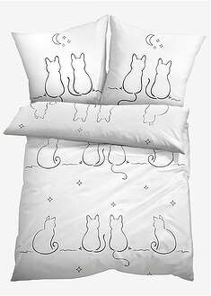 Kissakuvioinen pussilakanasetti - musta-valkoinen - bonprix