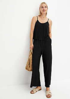 Pliseerattu jerseyjumpsuit - musta - bonprix